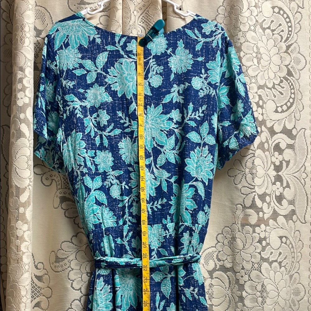 J. Jill Blue and Aqua Floral V-Neck Maxi Dress - Picture 4 of 7